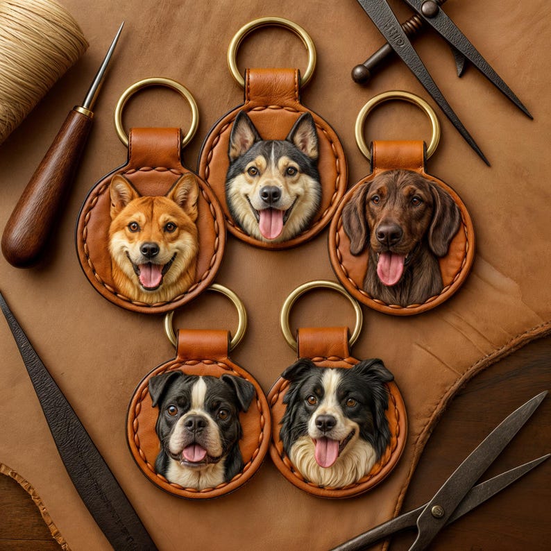 Home 8 - TimelessCraftedShop Custom Leather Dog Keychain – 3D Hand-Carved Dog Portrait,Personalized Gift, Personalised Handmade Leather 3D Engraved Gift for Mother's Day 03